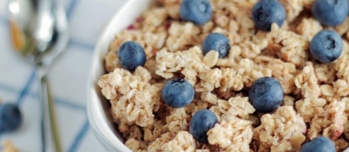 bowl of blueberries and granola